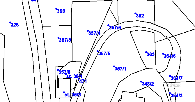 Parcela st. 357/5 v KÚ Peklo, Katastrální mapa