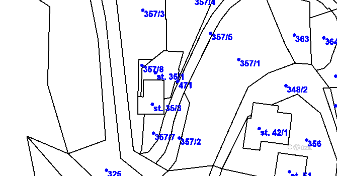Parcela st. 35/2 v KÚ Peklo, Katastrální mapa