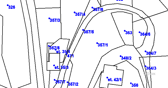 Parcela st. 357 v KÚ Peklo, Katastrální mapa