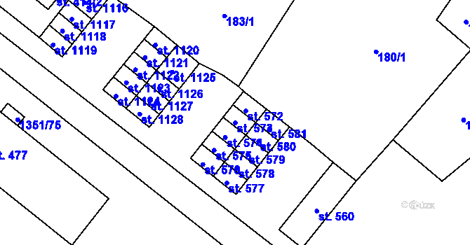 Parcela st. 573 v KÚ Stráž pod Ralskem, Katastrální mapa