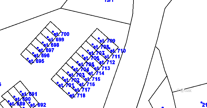 Parcela st. 711 v KÚ Stráž pod Ralskem, Katastrální mapa