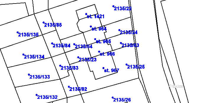 Parcela st. 966 v KÚ Stráž pod Ralskem, Katastrální mapa