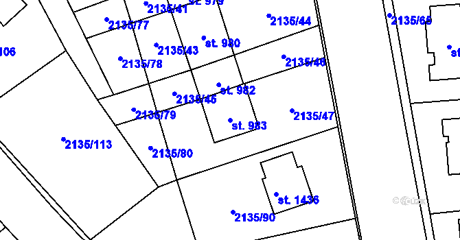 Parcela st. 983 v KÚ Stráž pod Ralskem, Katastrální mapa