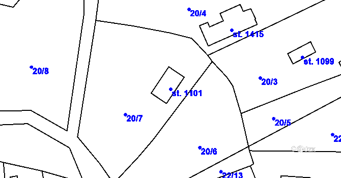 Parcela st. 1101 v KÚ Stráž pod Ralskem, Katastrální mapa