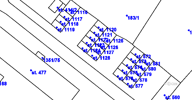 Parcela st. 1127 v KÚ Stráž pod Ralskem, Katastrální mapa