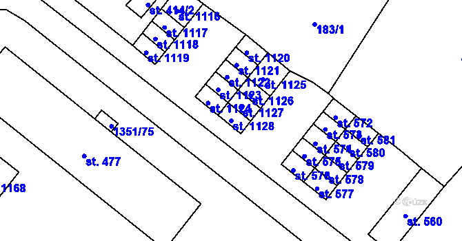Parcela st. 1128 v KÚ Stráž pod Ralskem, Katastrální mapa