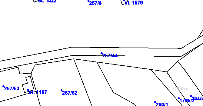 Parcela st. 257/44 v KÚ Stráž pod Ralskem, Katastrální mapa