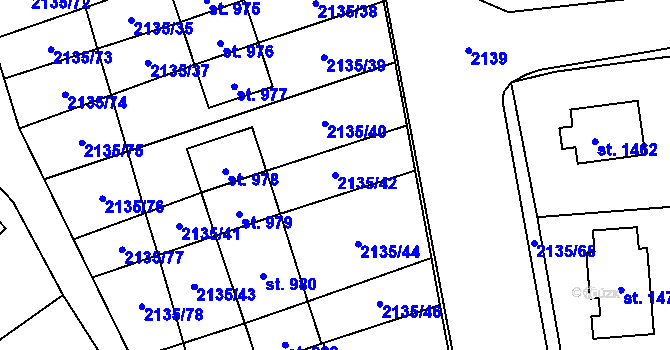 Parcela st. 2135/42 v KÚ Stráž pod Ralskem, Katastrální mapa