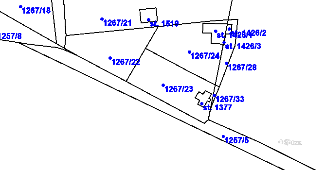 Parcela st. 1267/23 v KÚ Stráž pod Ralskem, Katastrální mapa