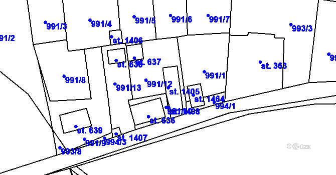 Parcela st. 1405 v KÚ Stráž pod Ralskem, Katastrální mapa