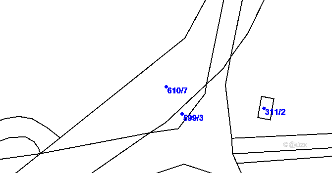 Parcela st. 610/7 v KÚ Habří, Katastrální mapa