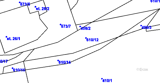 Parcela st. 610/13 v KÚ Habří, Katastrální mapa