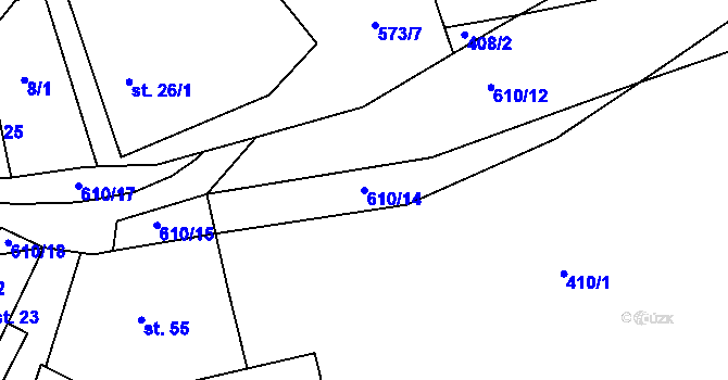 Parcela st. 610/14 v KÚ Habří, Katastrální mapa