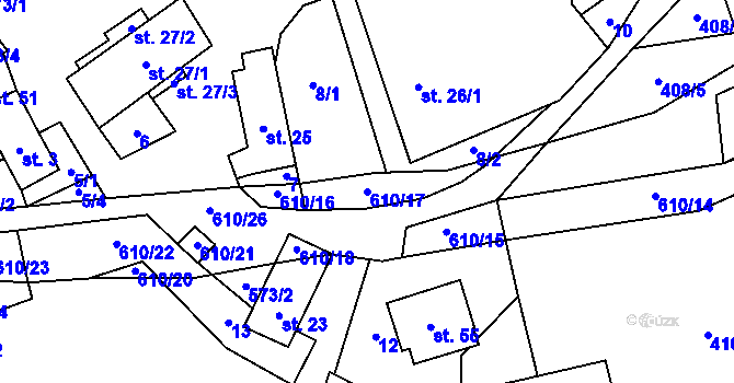 Parcela st. 610/17 v KÚ Habří, Katastrální mapa