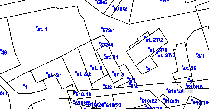 Parcela st. 51 v KÚ Habří, Katastrální mapa