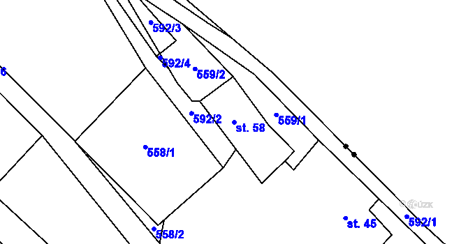 Parcela st. 58 v KÚ Habří, Katastrální mapa
