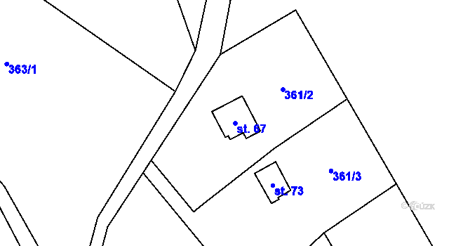 Parcela st. 67 v KÚ Habří, Katastrální mapa