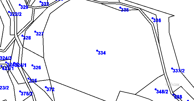 Parcela st. 334 v KÚ Habří, Katastrální mapa