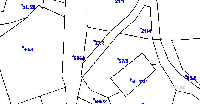 Parcela st. 611/3 v KÚ Habří, Katastrální mapa