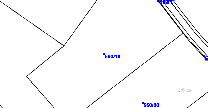 Parcela st. 560/18 v KÚ Meziboří, Katastrální mapa