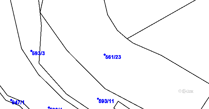 Parcela st. 561/23 v KÚ Meziboří, Katastrální mapa