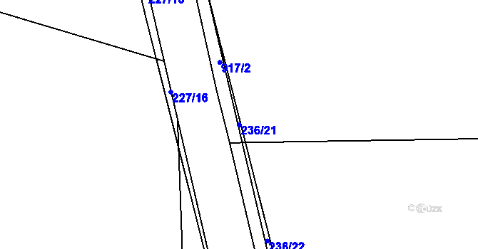 Parcela st. 236/21 v KÚ Meziboří, Katastrální mapa