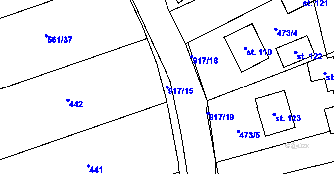 Parcela st. 917/15 v KÚ Meziboří, Katastrální mapa