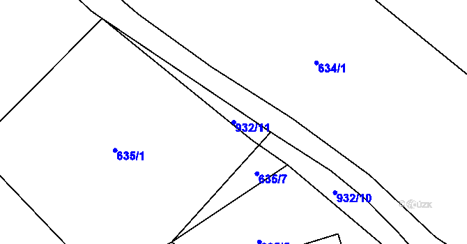 Parcela st. 932/11 v KÚ Meziboří, Katastrální mapa