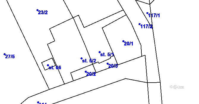 Parcela st. 5/1 v KÚ Mitrov, Katastrální mapa