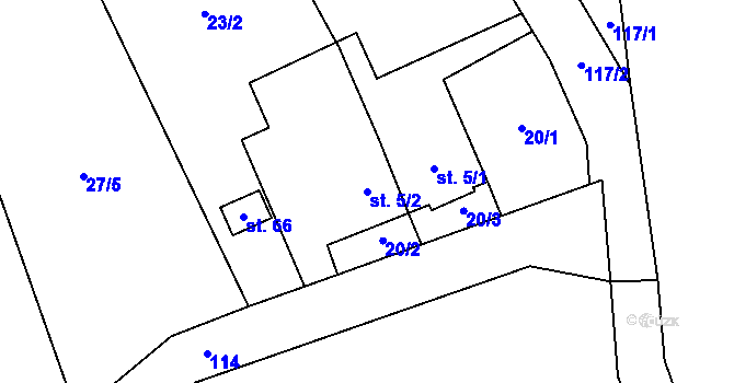 Parcela st. 5/2 v KÚ Mitrov, Katastrální mapa