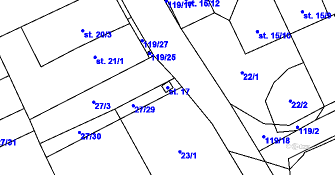 Parcela st. 17 v KÚ Mitrov, Katastrální mapa