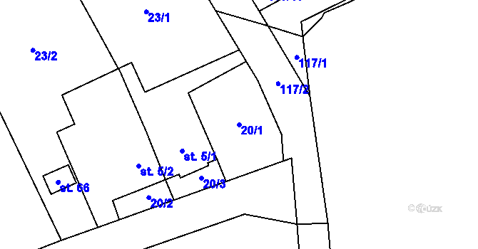 Parcela st. 20/1 v KÚ Mitrov, Katastrální mapa