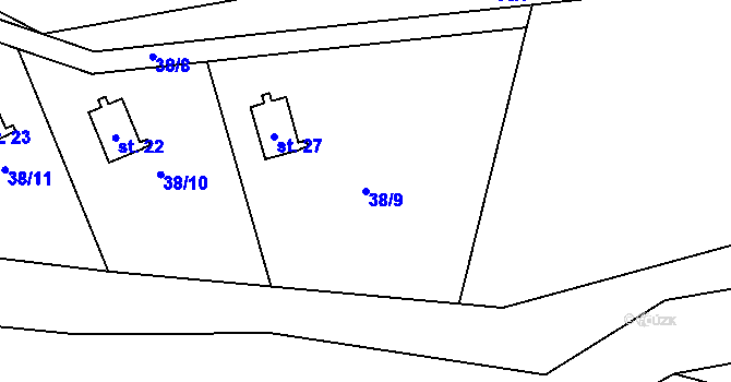 Parcela st. 38/9 v KÚ Mitrov, Katastrální mapa