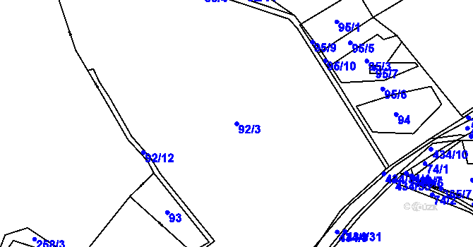 Parcela st. 92/3 v KÚ Moravecké Janovice, Katastrální mapa