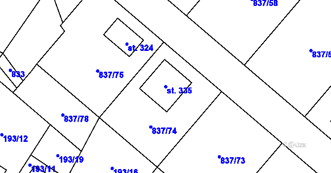 Parcela st. 335 v KÚ Strážek, Katastrální mapa
