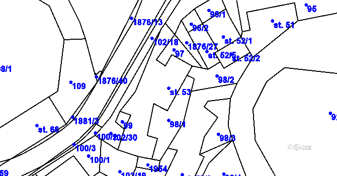 Parcela st. 53 v KÚ Strážek, Katastrální mapa