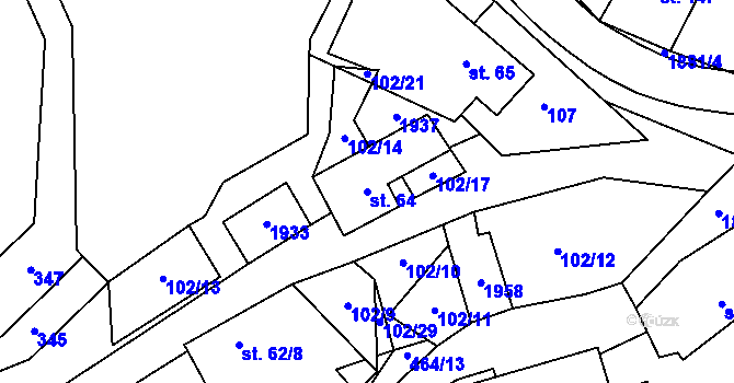 Parcela st. 64 v KÚ Strážek, Katastrální mapa