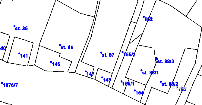 Parcela st. 87 v KÚ Strážek, Katastrální mapa
