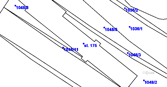 Parcela st. 175 v KÚ Strážek, Katastrální mapa