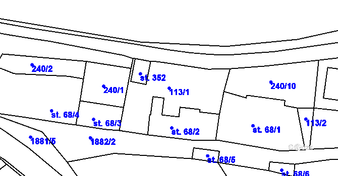 Parcela st. 113/1 v KÚ Strážek, Katastrální mapa