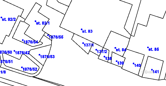 Parcela st. 137/1 v KÚ Strážek, Katastrální mapa