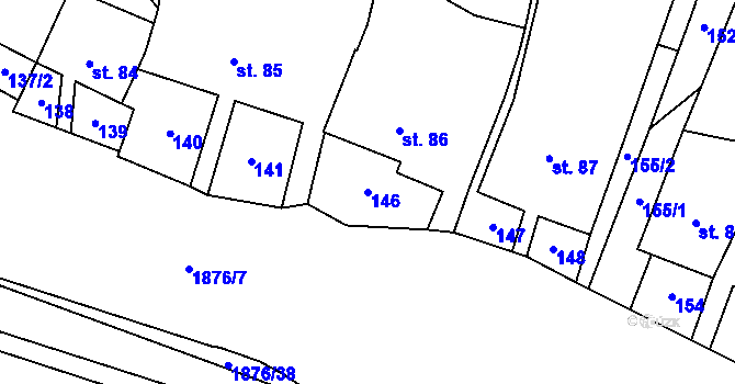 Parcela st. 146 v KÚ Strážek, Katastrální mapa
