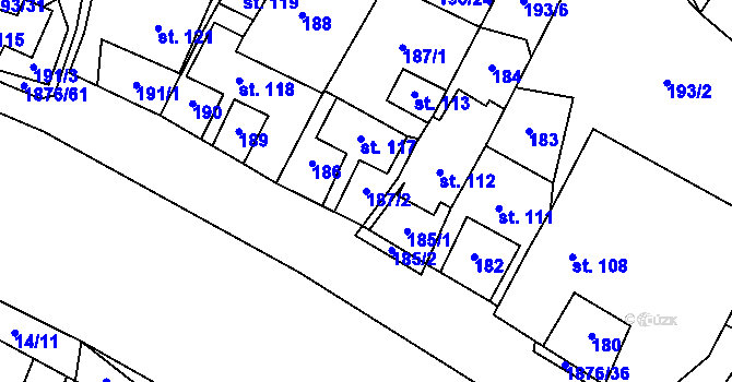 Parcela st. 187/2 v KÚ Strážek, Katastrální mapa
