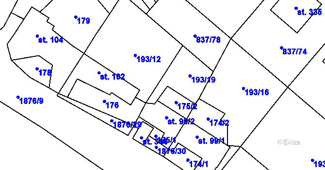 Parcela st. 193/11 v KÚ Strážek, Katastrální mapa