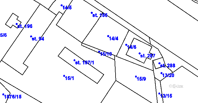 Parcela st. 15/10 v KÚ Strážek, Katastrální mapa