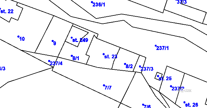 Parcela st. 23 v KÚ Maleny, Katastrální mapa