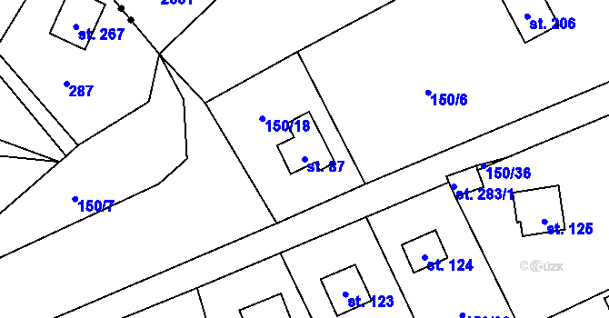 Parcela st. 87 v KÚ Maleny, Katastrální mapa