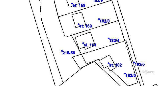 Parcela st. 161 v KÚ Maleny, Katastrální mapa