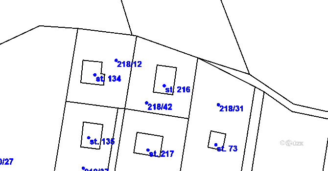 Parcela st. 216 v KÚ Maleny, Katastrální mapa