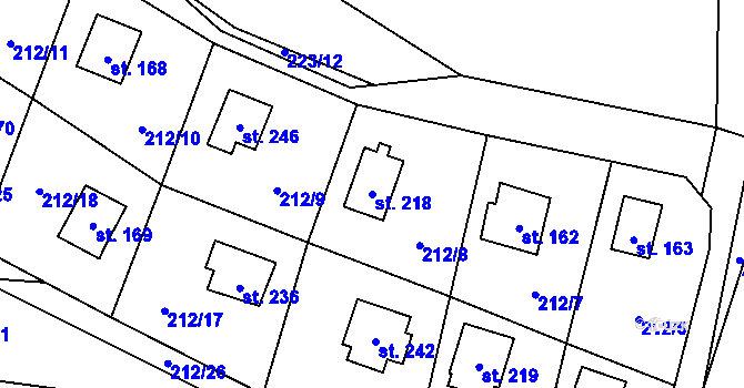 Parcela st. 218 v KÚ Maleny, Katastrální mapa